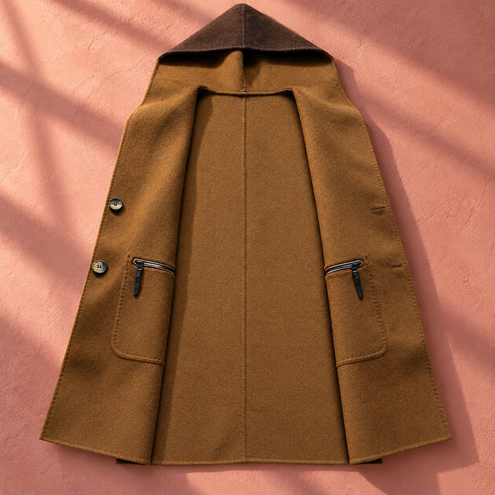 Andre Wool Blend Hooded Tailored Overcoat - Caramel