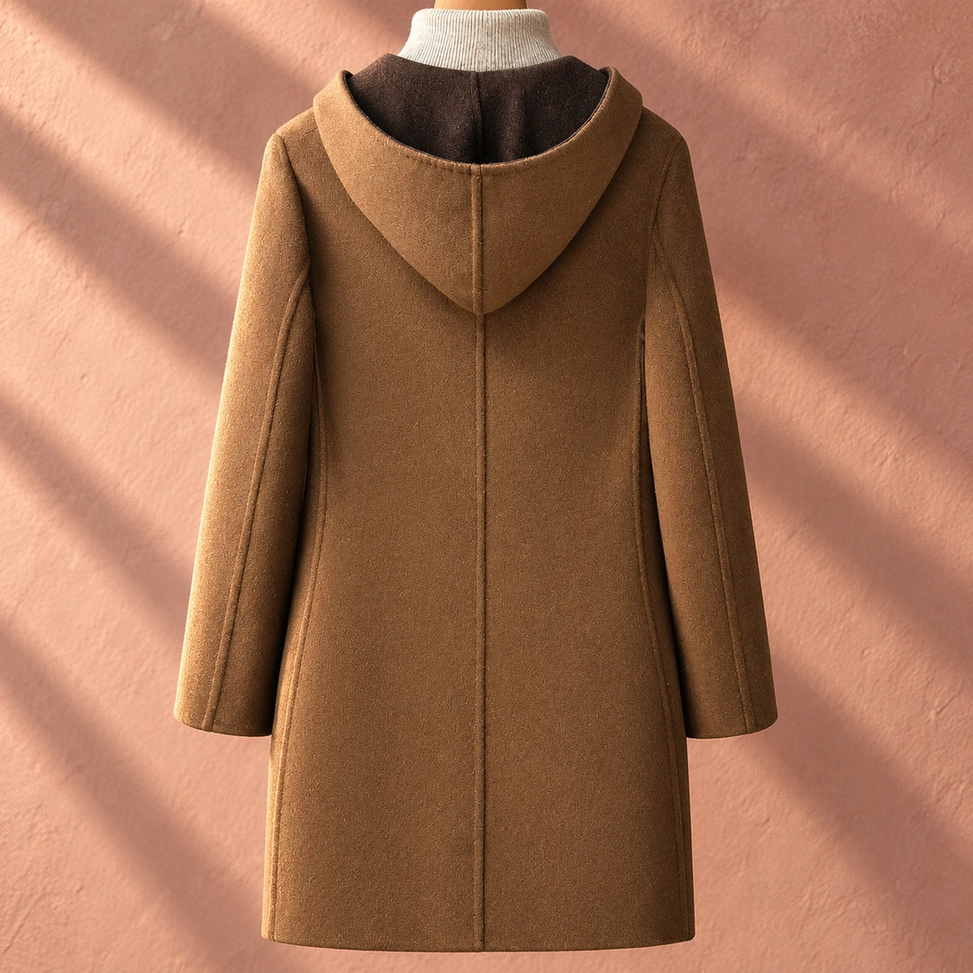 Andre Wool Blend Hooded Tailored Overcoat - Caramel