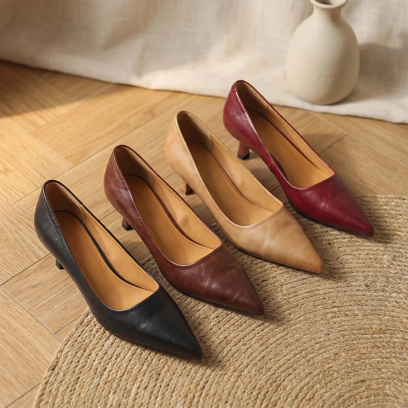 Sylvie Women's Leather Kitten Heel Pumps
