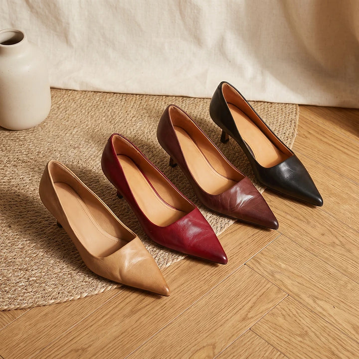 Sylvie Women's Leather Kitten Heel Pumps