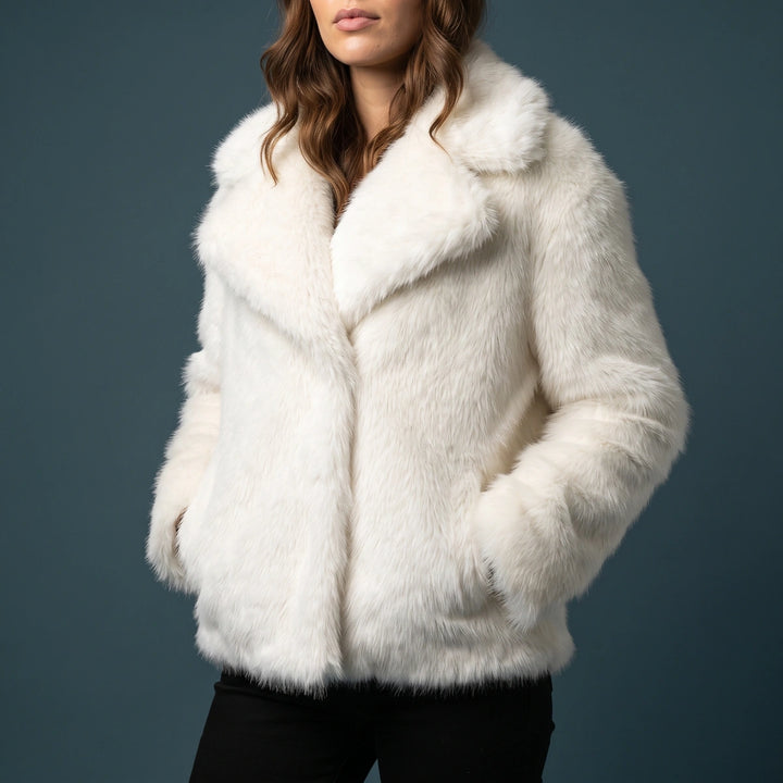 Arabella Shaggy Faux Fur Coat - Ivory