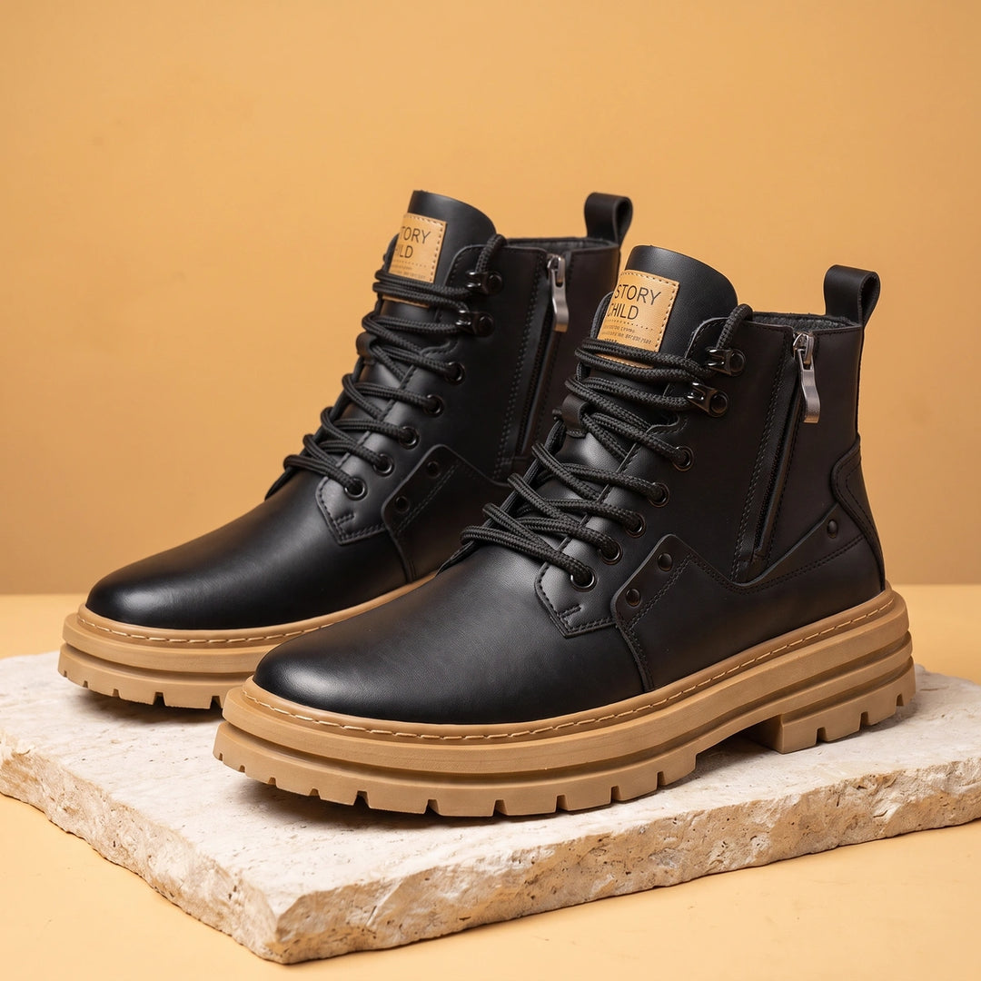 Arvid Full Grain Leather Goodyear Welt Zip Boots - Black
