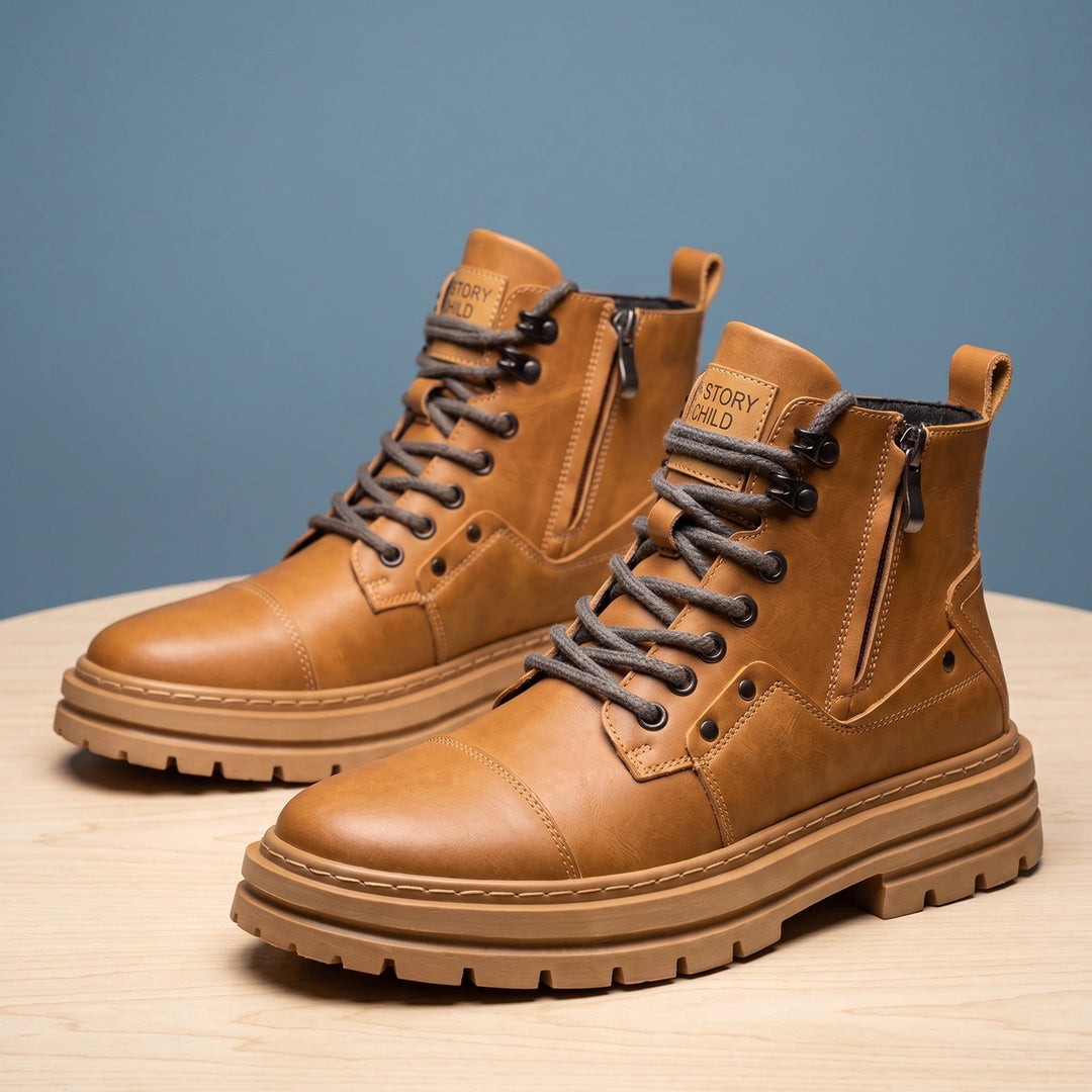 Arvid Full Grain Leather Goodyear Welt Zip Boots - Tan