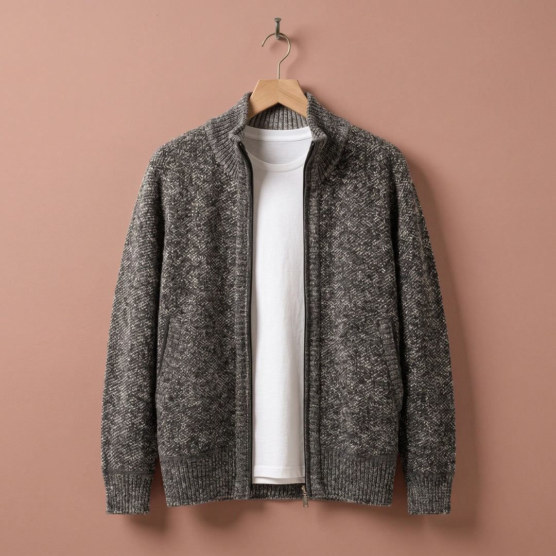 Ashby Fleece Lined Knit Zip Jacket - Gray