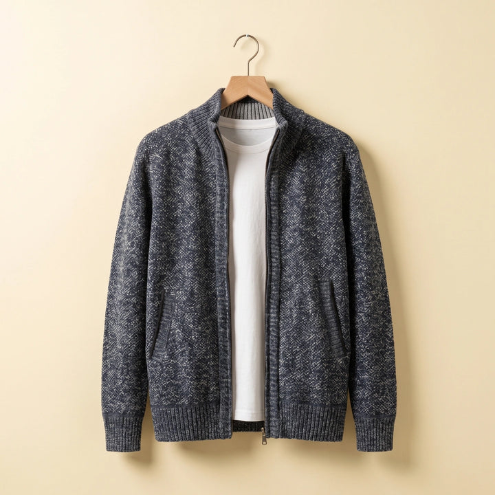 Ashby Fleece Lined Knit Zip Jacket - Navy