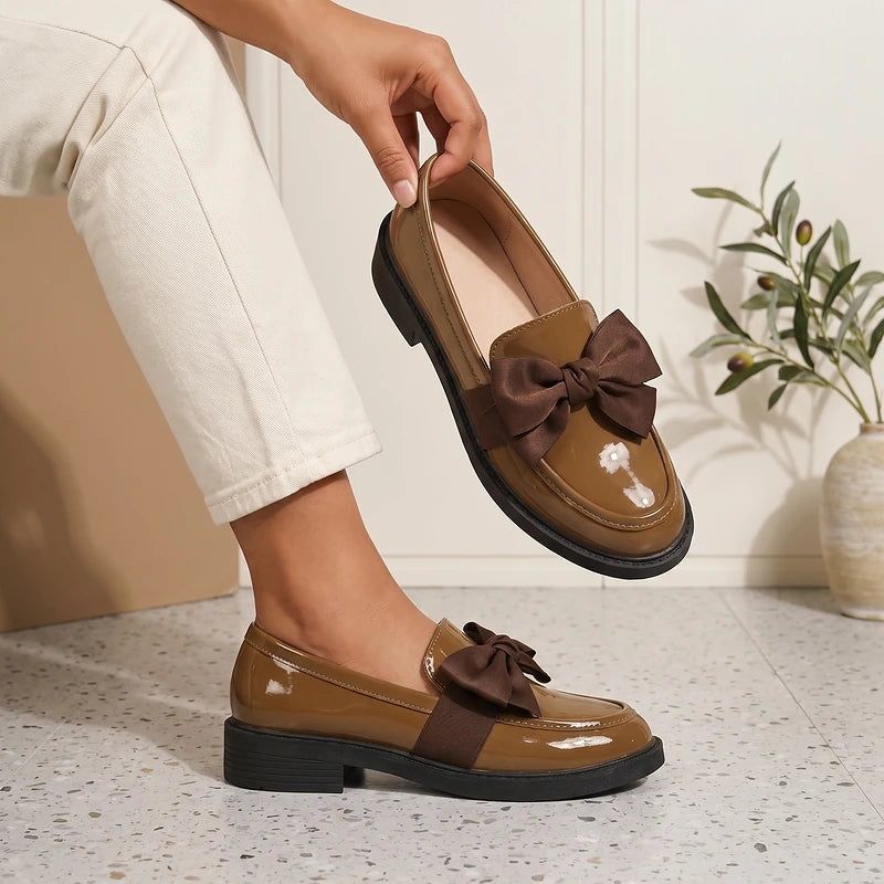 Franca Women's Patent Bow Loafers - Brown