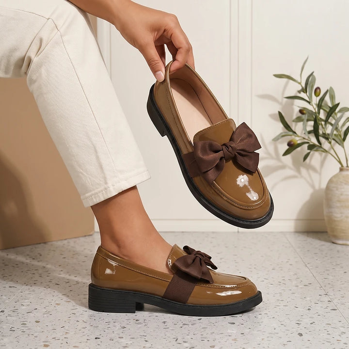 Franca Women's Patent Bow Loafers - Brown