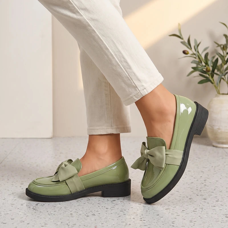 Franca Women's Patent Bow Loafers - Green