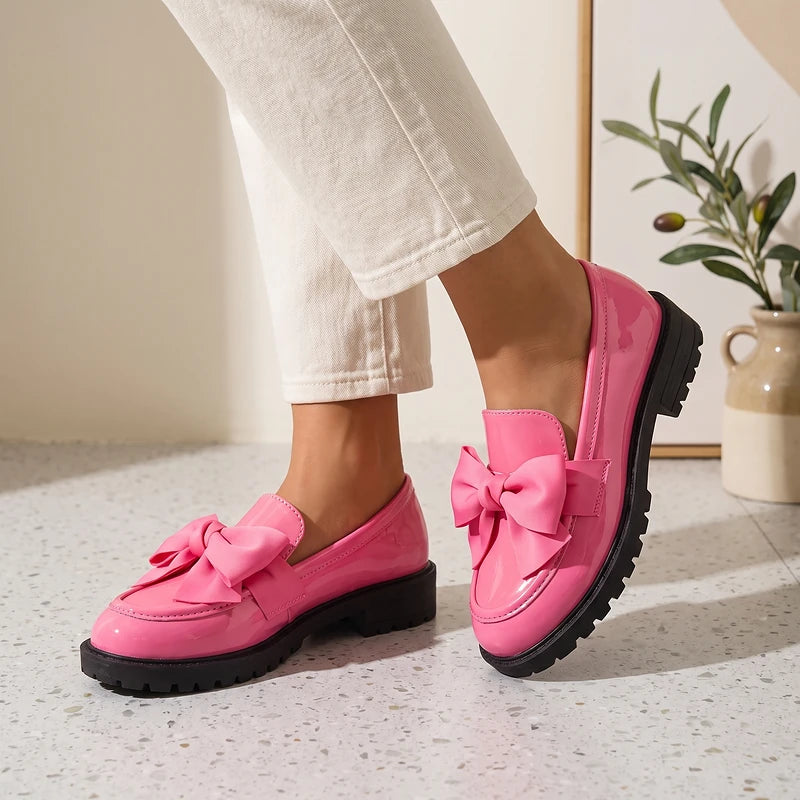 Franca Women's Patent Bow Loafers - Pink