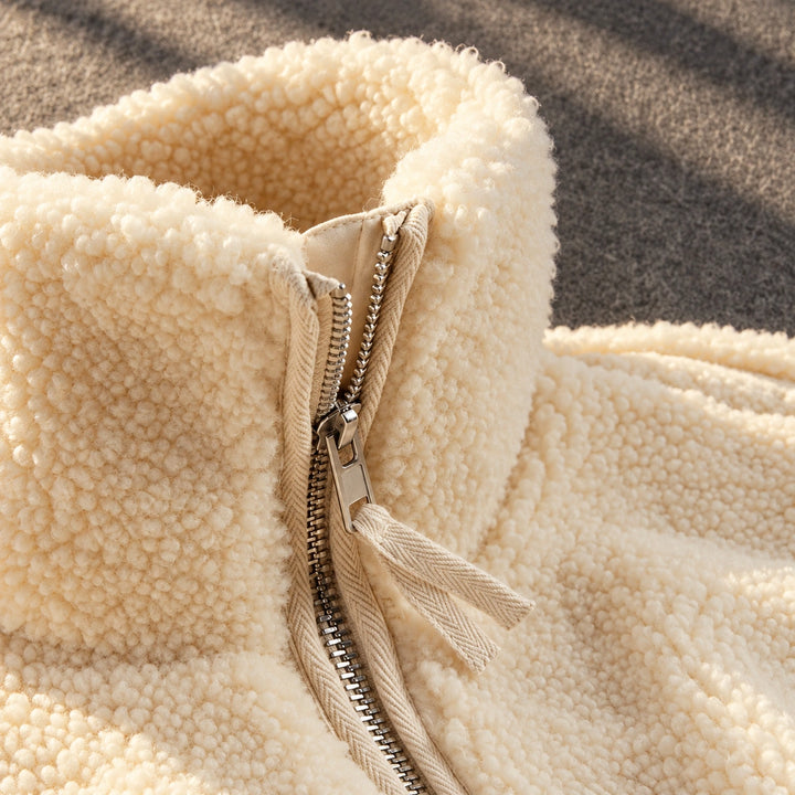 Bella Plush Teddy Zip Up Jacket - White