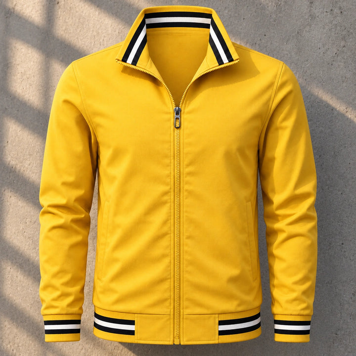 Bennet Striped Trim Bomber Jacket - Yellow