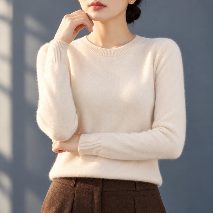 Bethany Brushed Fine Knit Crew Neck Sweater - Cream