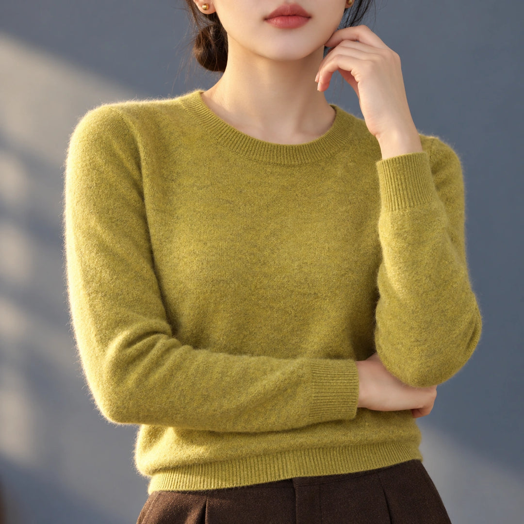 Bethany Brushed Fine Knit Crew Neck Sweater - Green