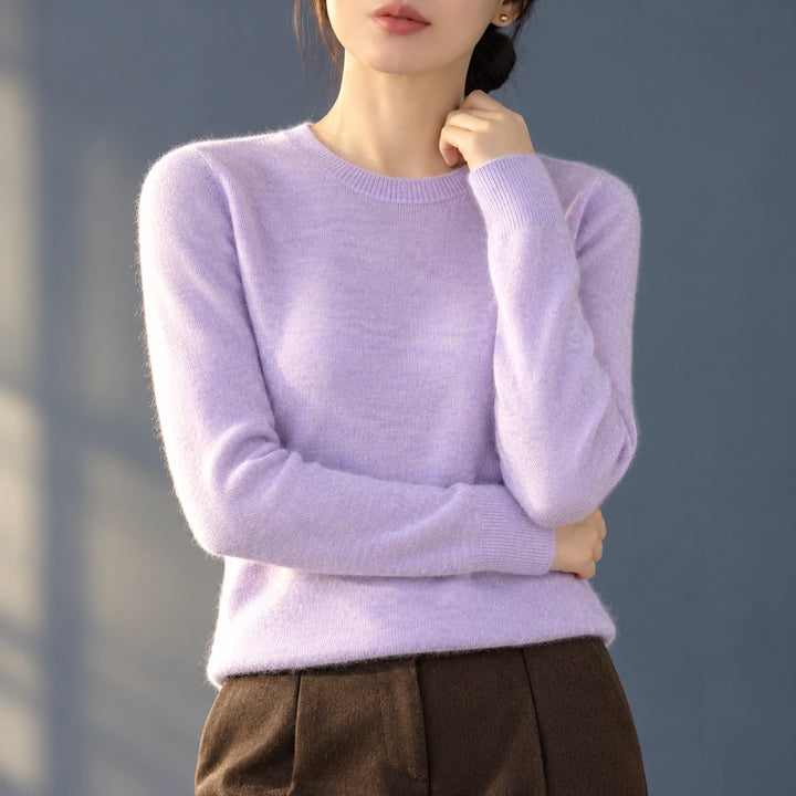 Bethany Brushed Fine Knit Crew Neck Sweater - Light purple