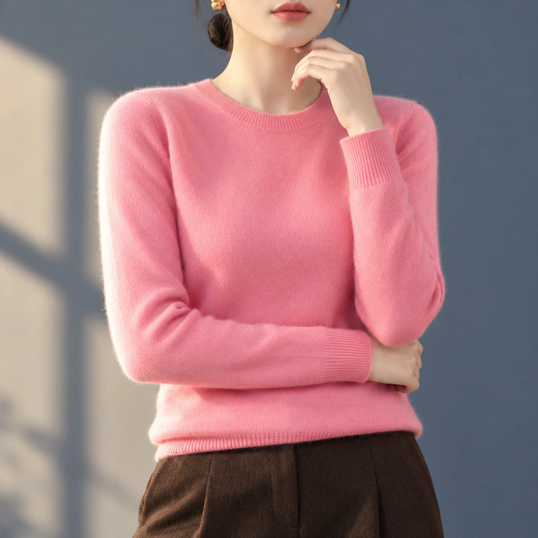 Bethany Brushed Fine Knit Crew Neck Sweater - Pink