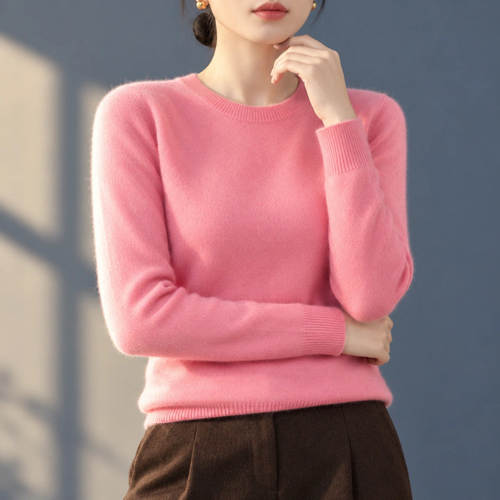 Bethany Brushed Fine Knit Crew Neck Sweater - Pink
