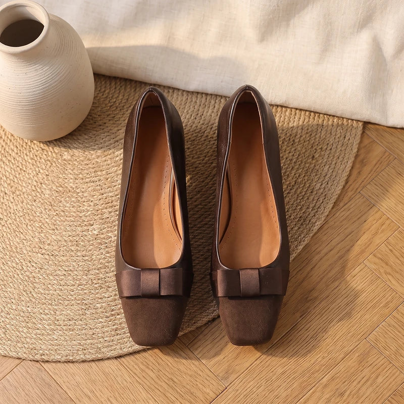 Corinne Women's Bow Block Heel Pumps - Brown