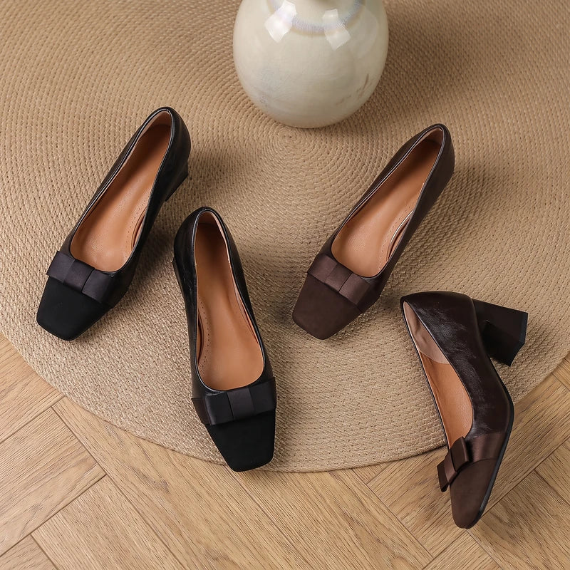 Corinne Women's Bow Block Heel Pumps