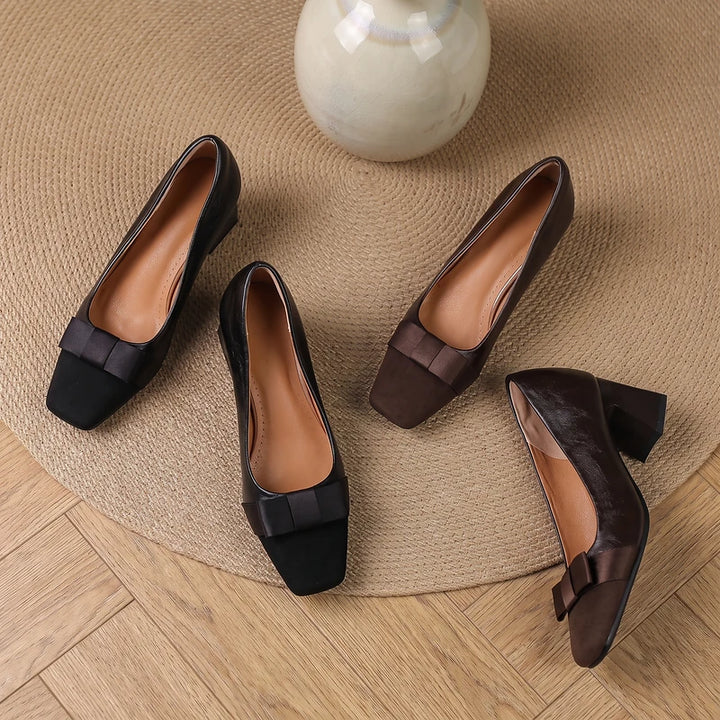 Corinne Women's Bow Block Heel Pumps