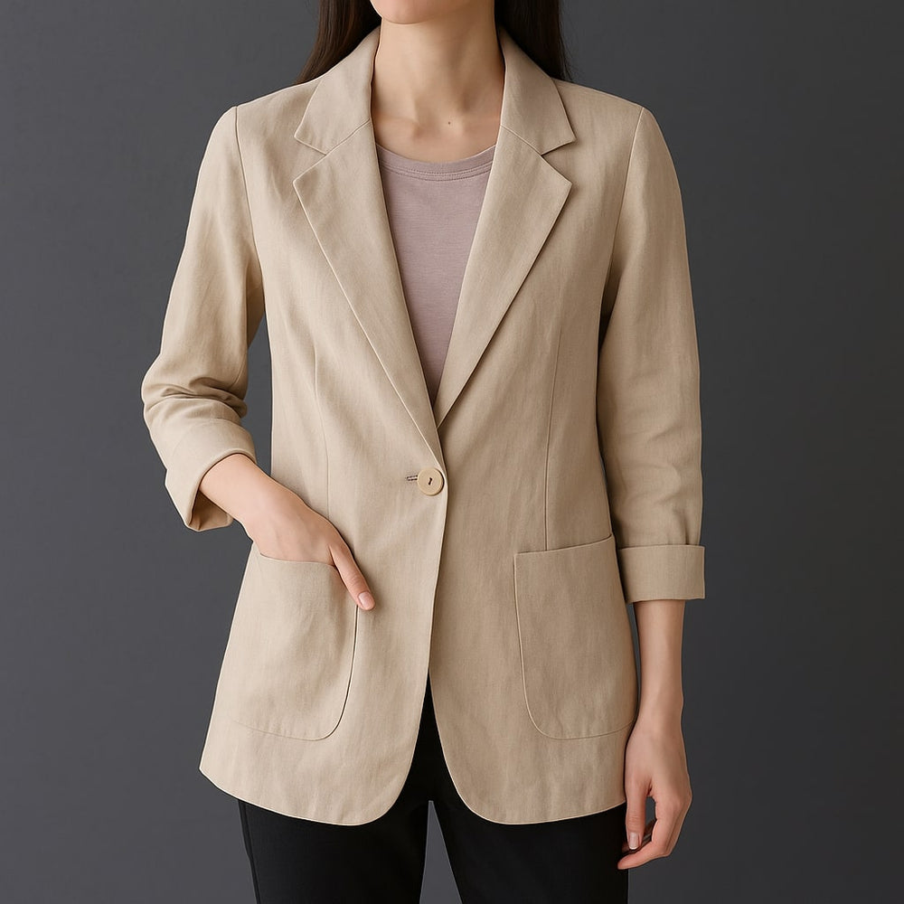Livia Linen Blazer - Redwood Main