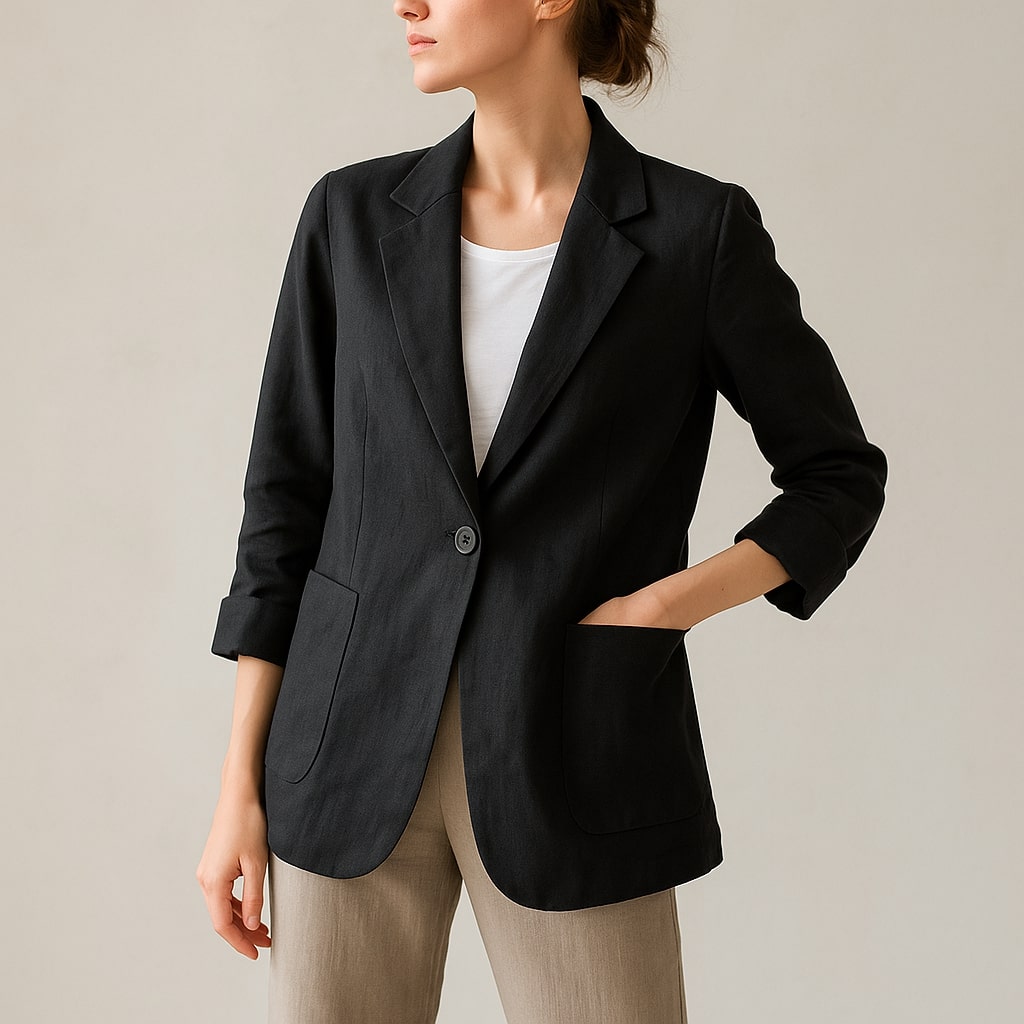 Livia Linen Blazer - Redwood Main