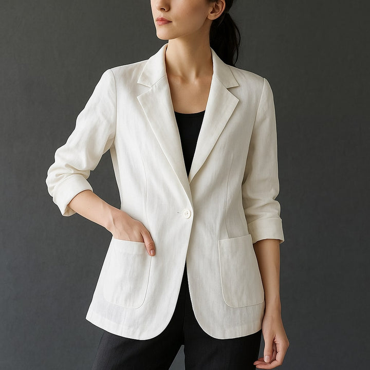 Livia Linen Blazer - Redwood Main