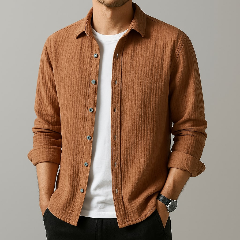 The Selway Cotton Shirt - Redwood Main