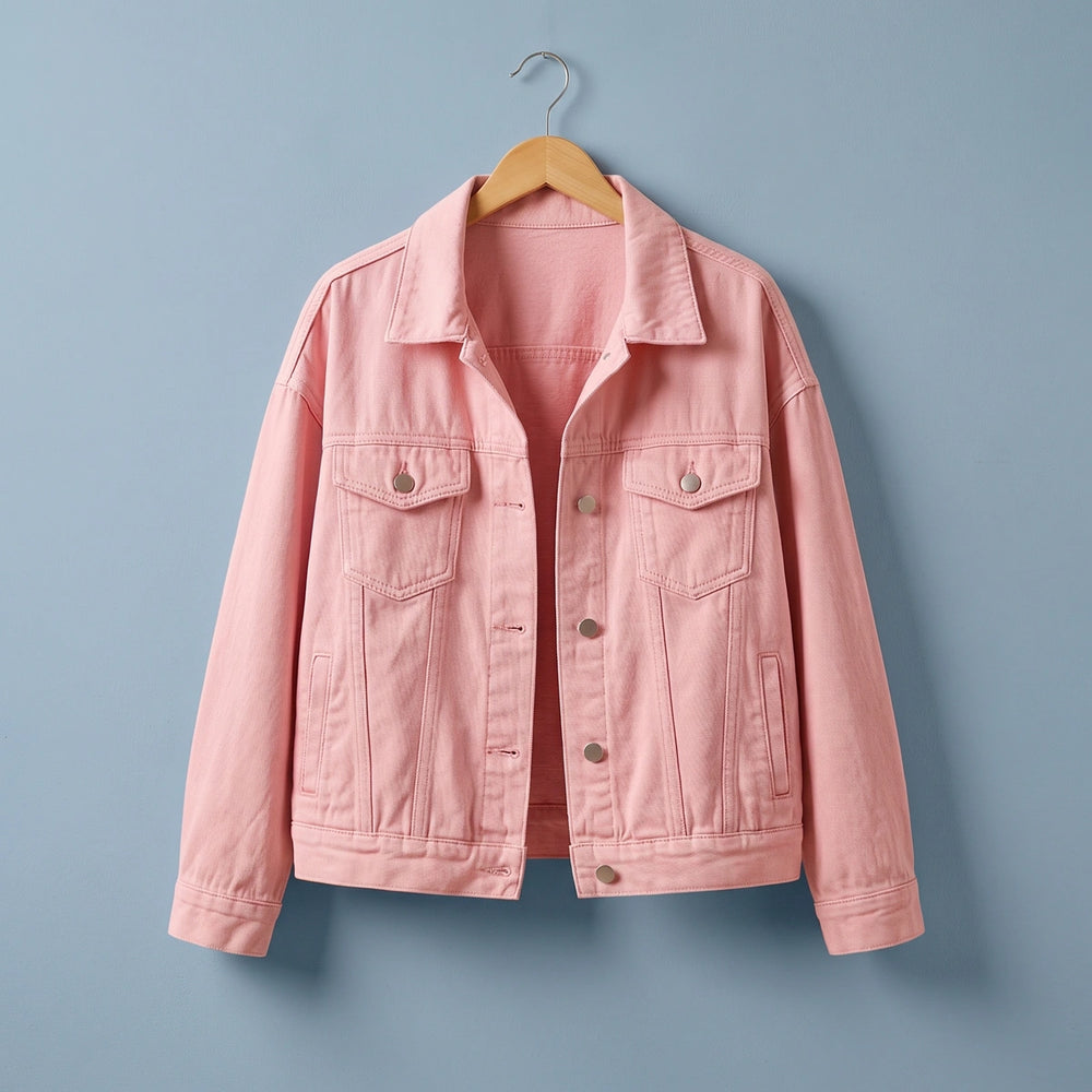 Camille Relaxed Fit Denim Jacket - Pink
