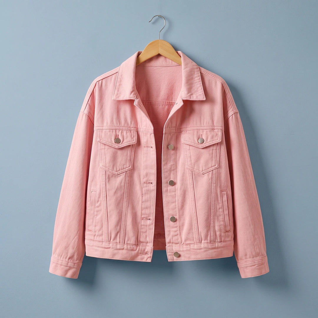 Camille Relaxed Fit Denim Jacket - Pink