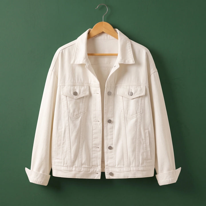 Camille Relaxed Fit Denim Jacket - White