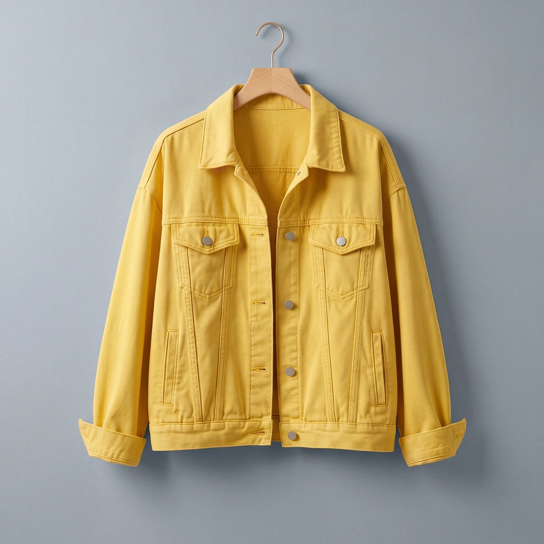 Camille Relaxed Fit Denim Jacket - Yellow