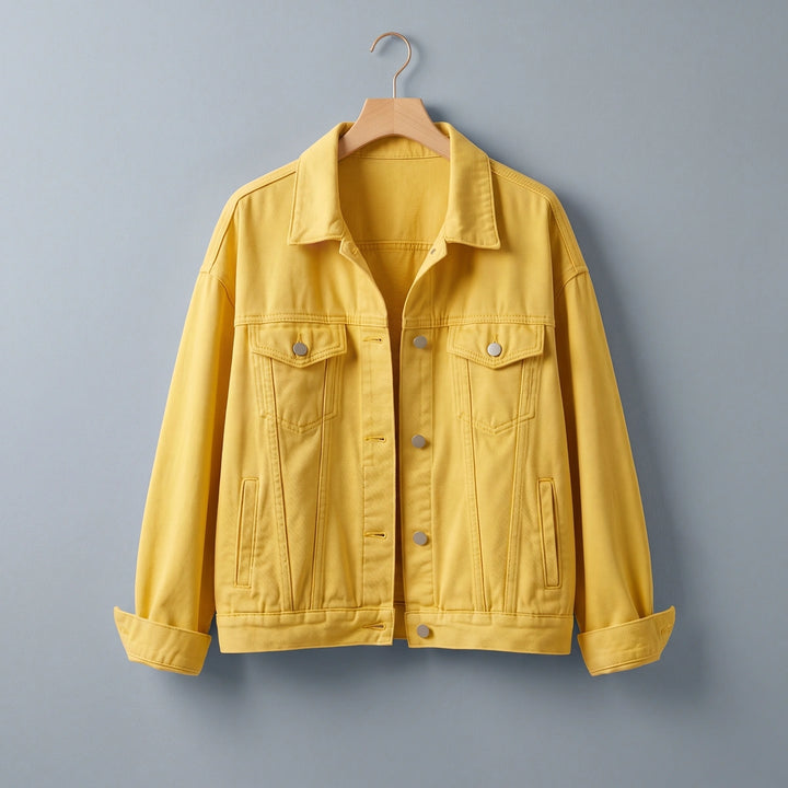 Camille Relaxed Fit Denim Jacket - Yellow