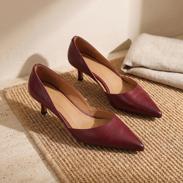 Margaux Women's Pointed Kitten Heel Pumps - Maroon
