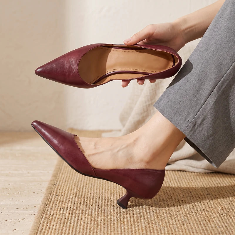 Margaux Women's Pointed Kitten Heel Pumps - Maroon