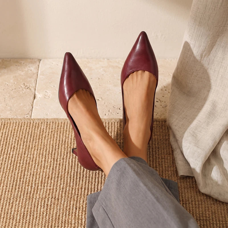 Margaux Women's Pointed Kitten Heel Pumps - Maroon