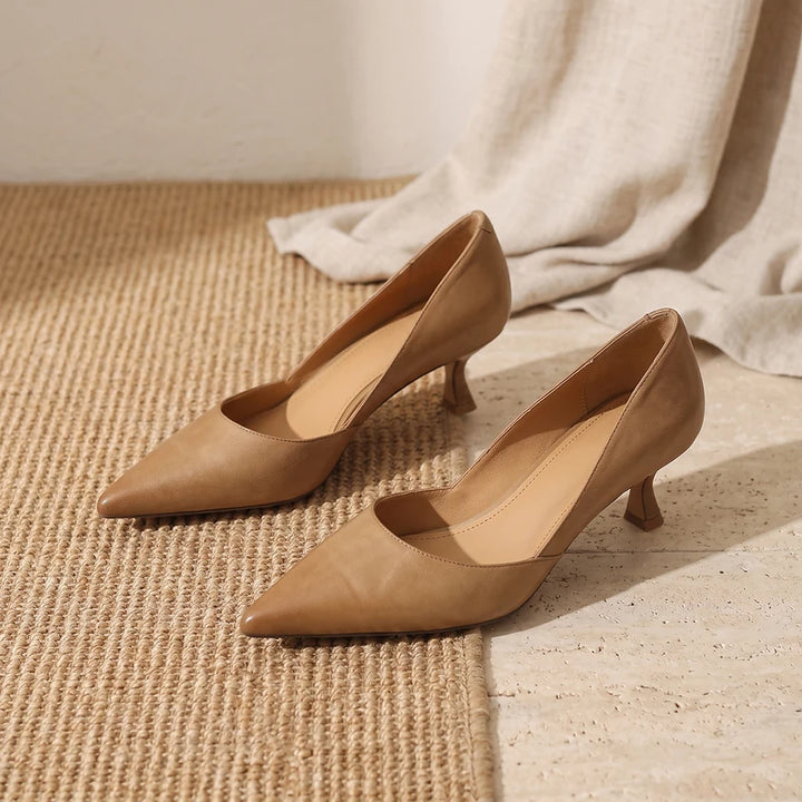 Margaux Women's Pointed Kitten Heel Pumps - Camel
