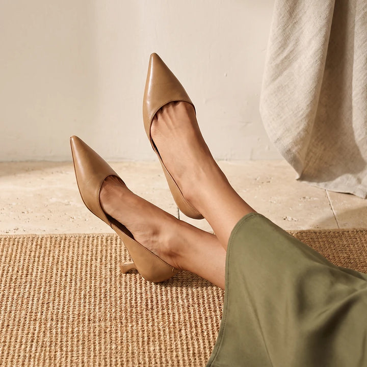 Margaux Women's Pointed Kitten Heel Pumps - Camel