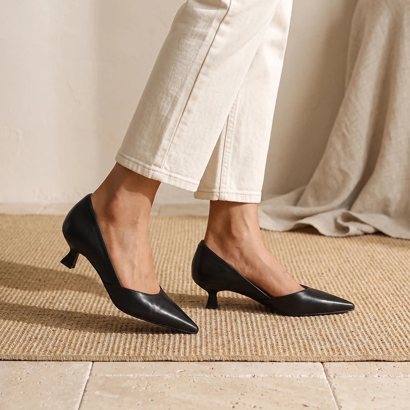 Margaux Women's Pointed Kitten Heel Pumps - Black