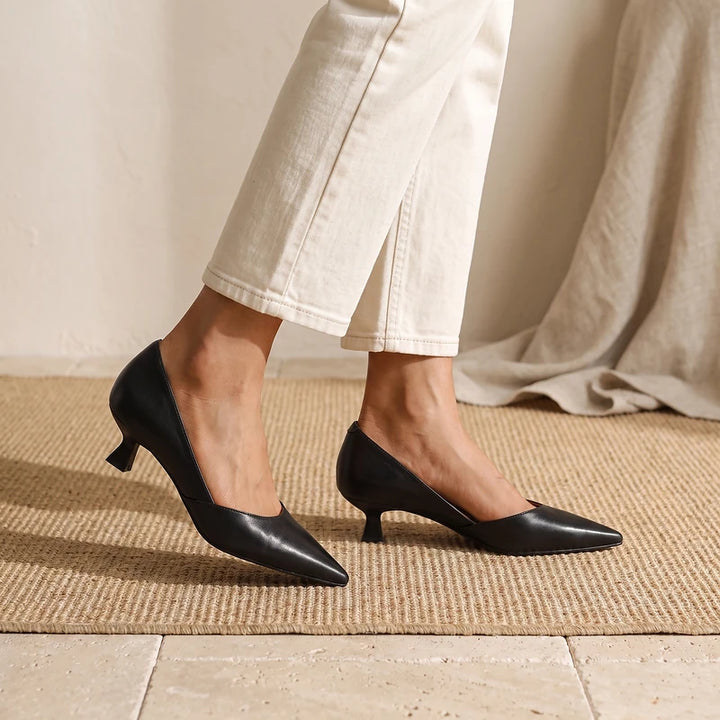 Margaux Women's Pointed Kitten Heel Pumps - Black