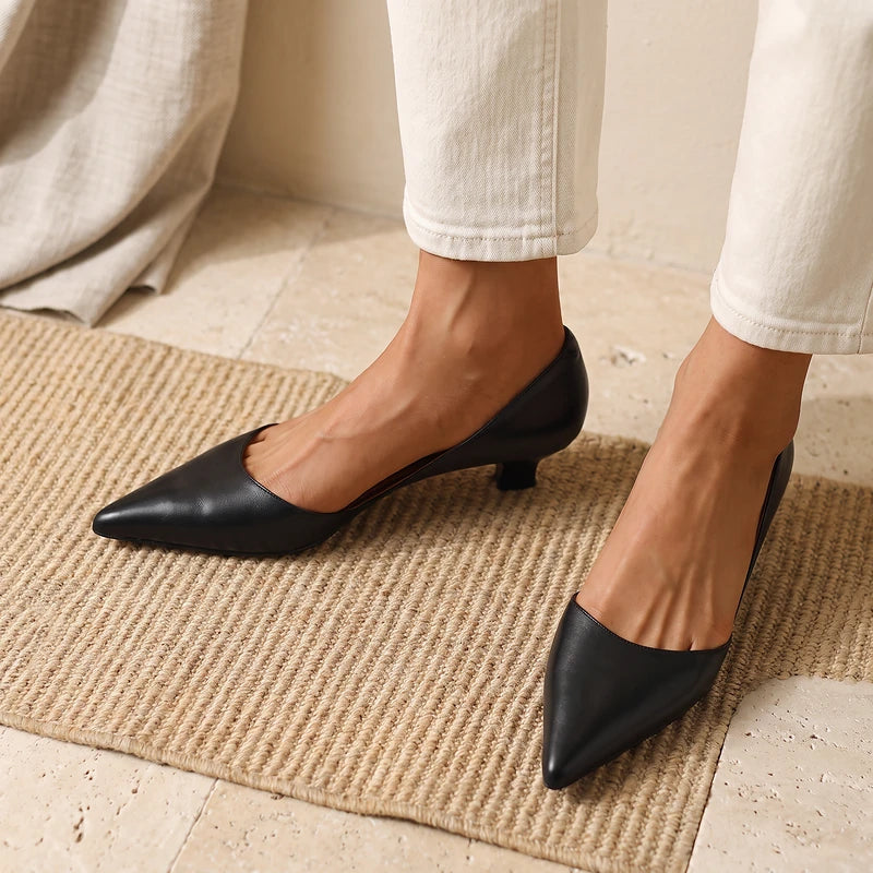 Margaux Women's Pointed Kitten Heel Pumps - Black