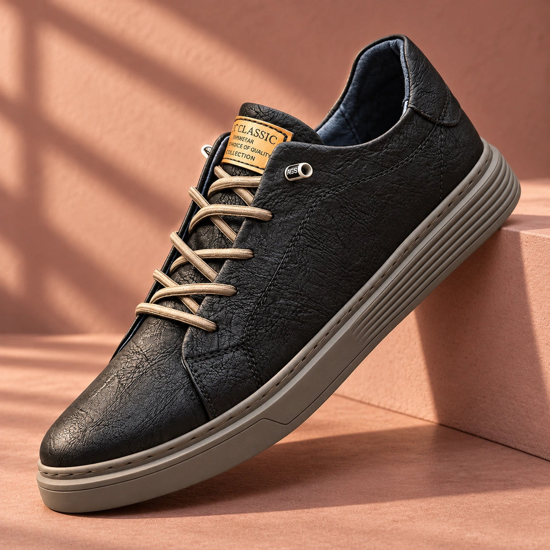 Charlie Vegan Leather Cushioned Low Top Sneakers - Black