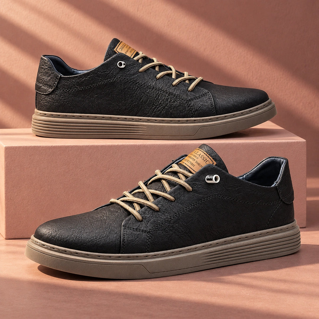 Charlie Vegan Leather Cushioned Low Top Sneakers - Black