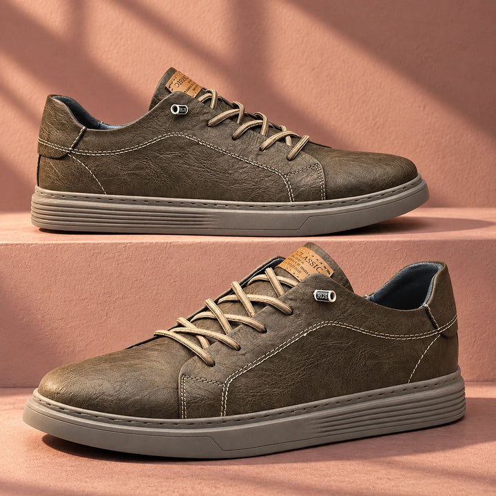 Charlie Vegan Leather Cushioned Low Top Sneakers - Brown