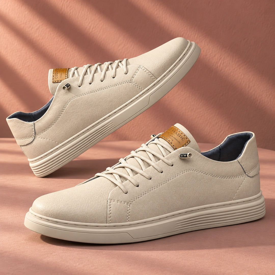 Charlie Vegan Leather Cushioned Low Top Sneakers - White