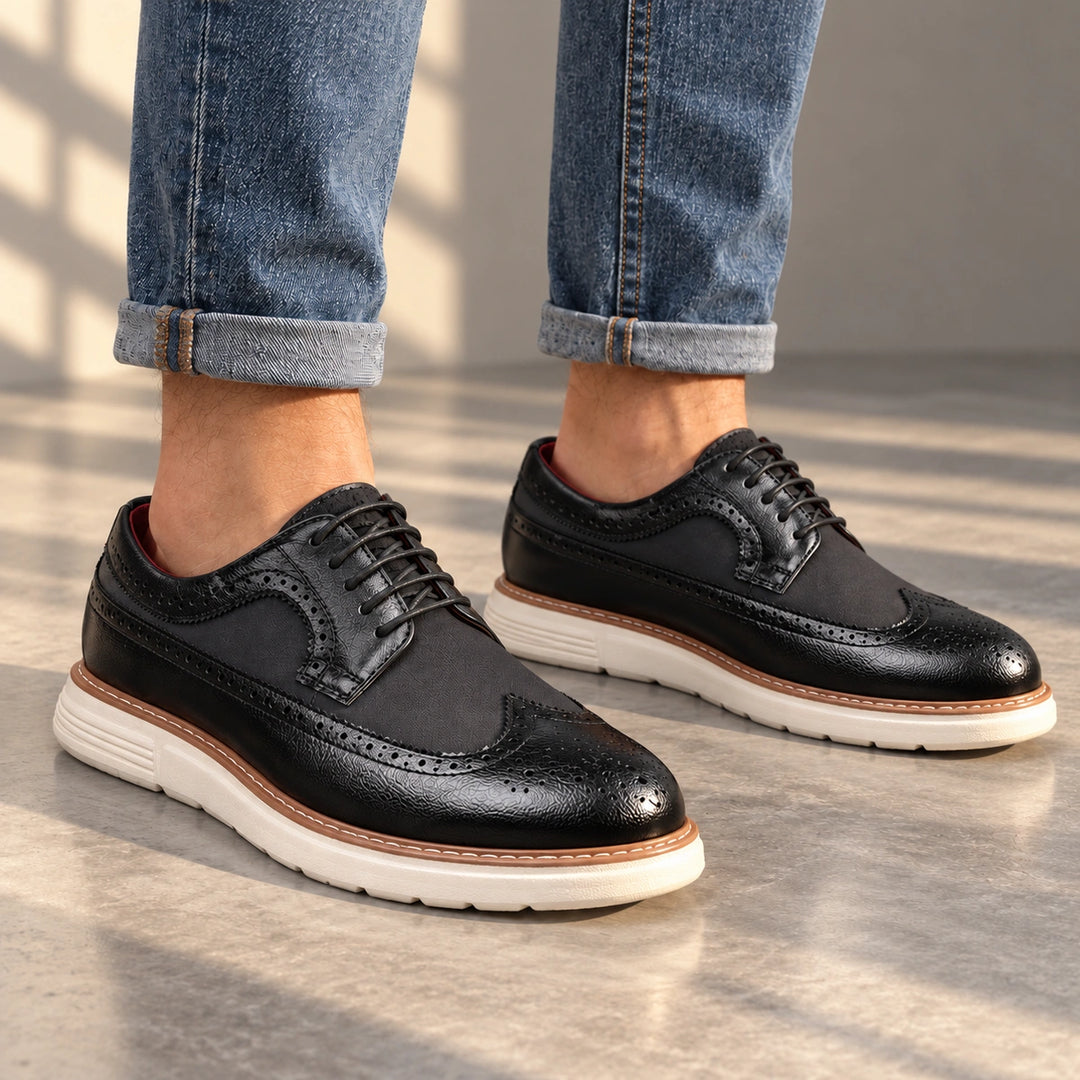 Clark Longwing Brogue Derby Shoes - Black