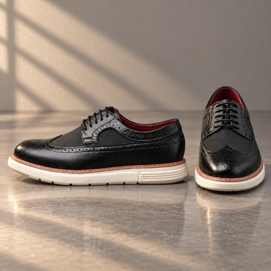Clark Longwing Brogue Derby Shoes - Black