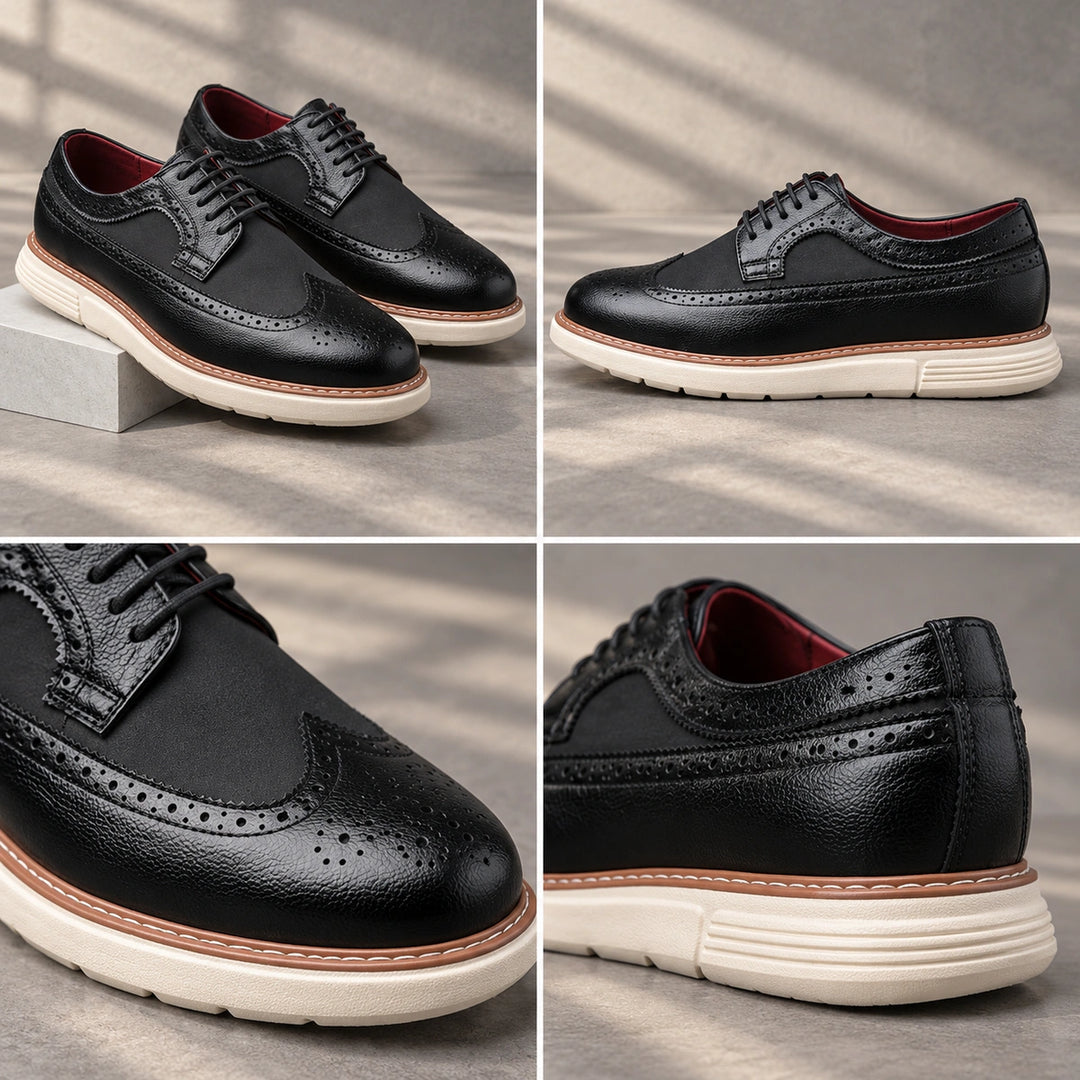 Clark Longwing Brogue Derby Shoes - Black