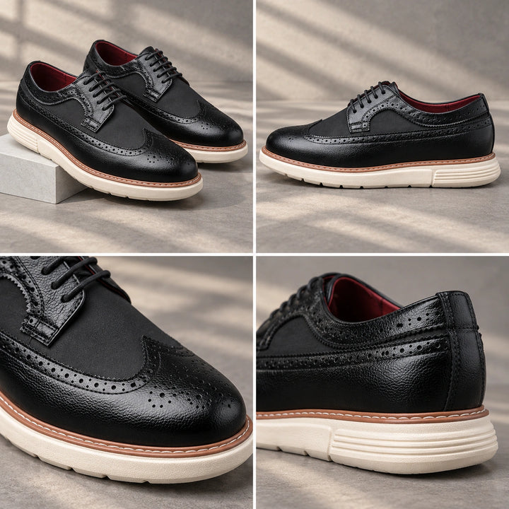 Clark Longwing Brogue Derby Shoes - Black