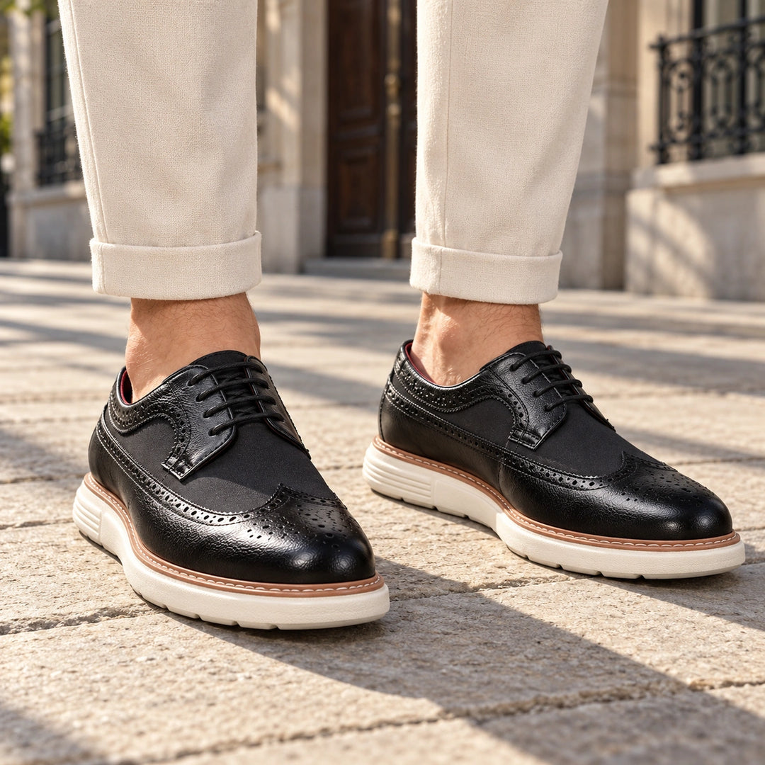 Clark Longwing Brogue Derby Shoes - Black