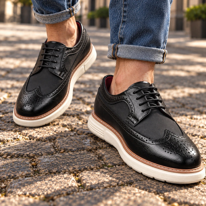 Clark Longwing Brogue Derby Shoes - Black